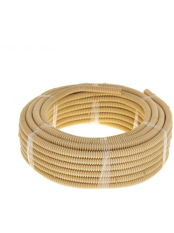 Гофротруба УРАЛ ПАК ПВХ, 16 мм, с протяжкой, 25 м, светлое дерево, ГФ-8104116-025