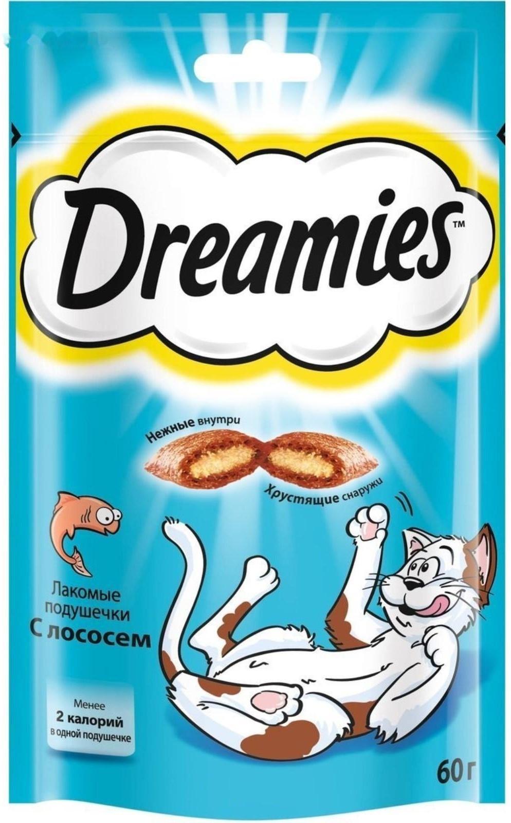 Лакомство Dreamies для кошек, лосось, 60 г