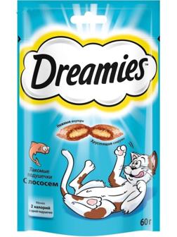 Лакомство Dreamies для кошек, лосось, 60 г