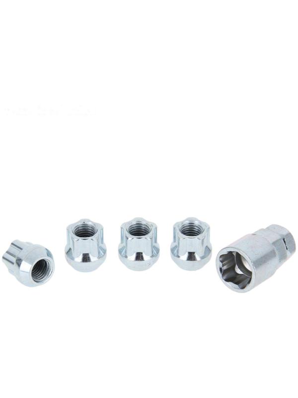 Секретки на колеса JN-501, гайка 12 x1.5 мм, высота 22 мм, открытая, 4 шт + ключ