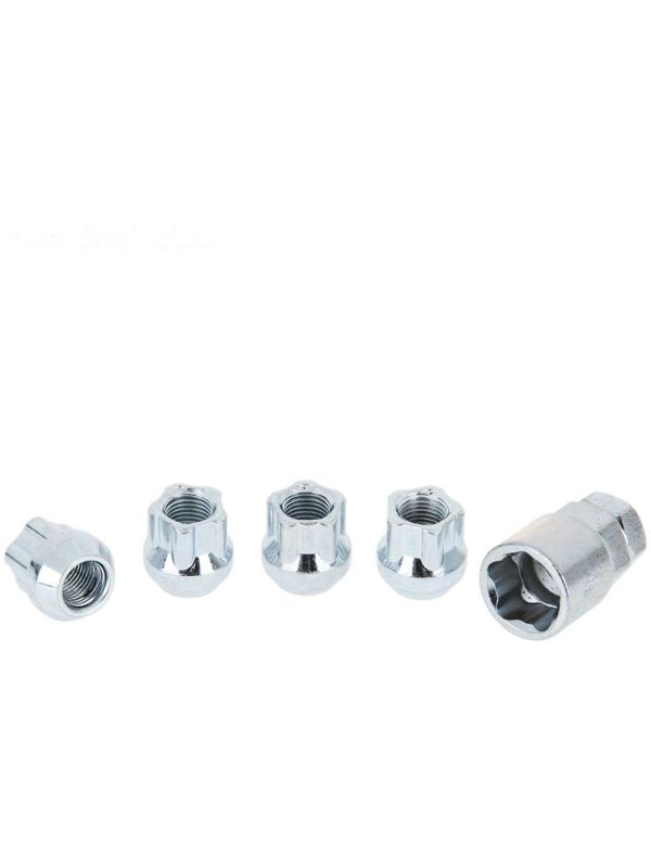 Секретки на колеса JN-501, гайка 12 x 1.25 мм, высота 22 мм, открытая, 4 шт + ключ