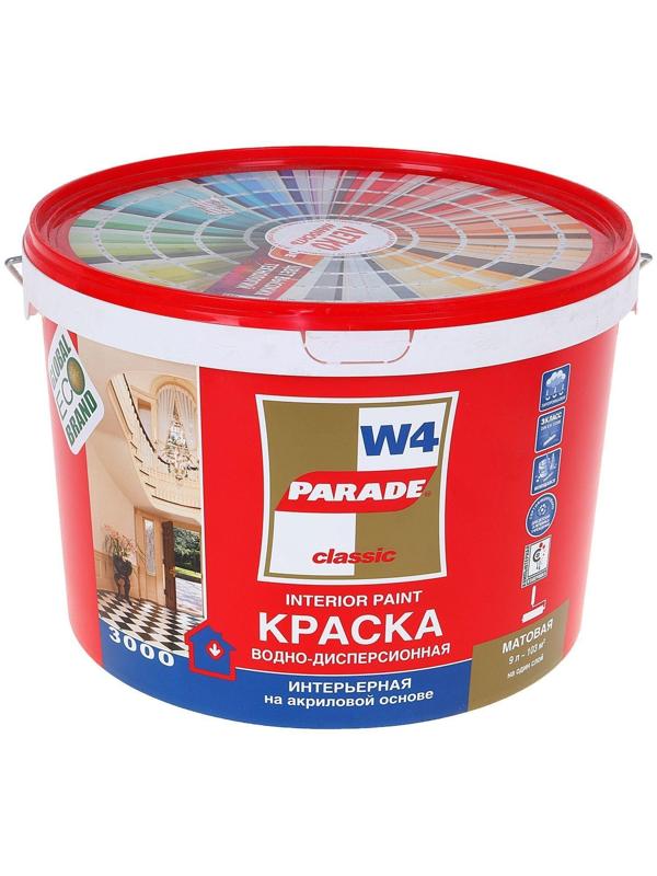 Краска акриловая интерьерная PARADE W4, База С, бесцветная, 9л