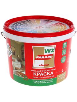 Краска акриловая для стен и потолков PARADE W2 влагопрочная белая матовая10л