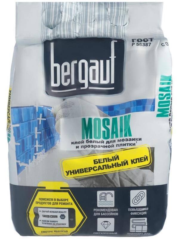 Клей для плитки мозаики и бассейнов Bergauf Mosaik, белый, 5 кг