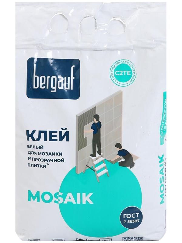 Клей для плитки мозаики и бассейнов Bergauf Mosaik, белый, 5 кг