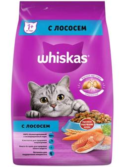 Сухой корм Whiskas для кошек, лосось, подушечки, 1,9 кг