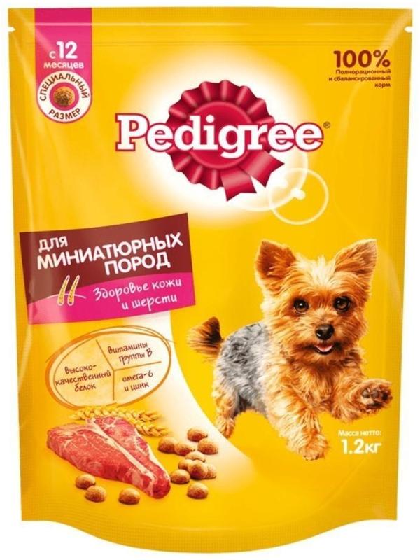 Сухой корм Pedigree для собак мини пород, говядина, 1,2 кг