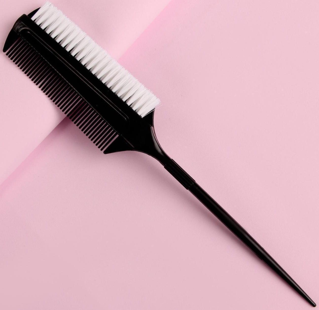 Расчёска для окрашивания, с хвостиком, 23 × 4 см, цвет чёрный