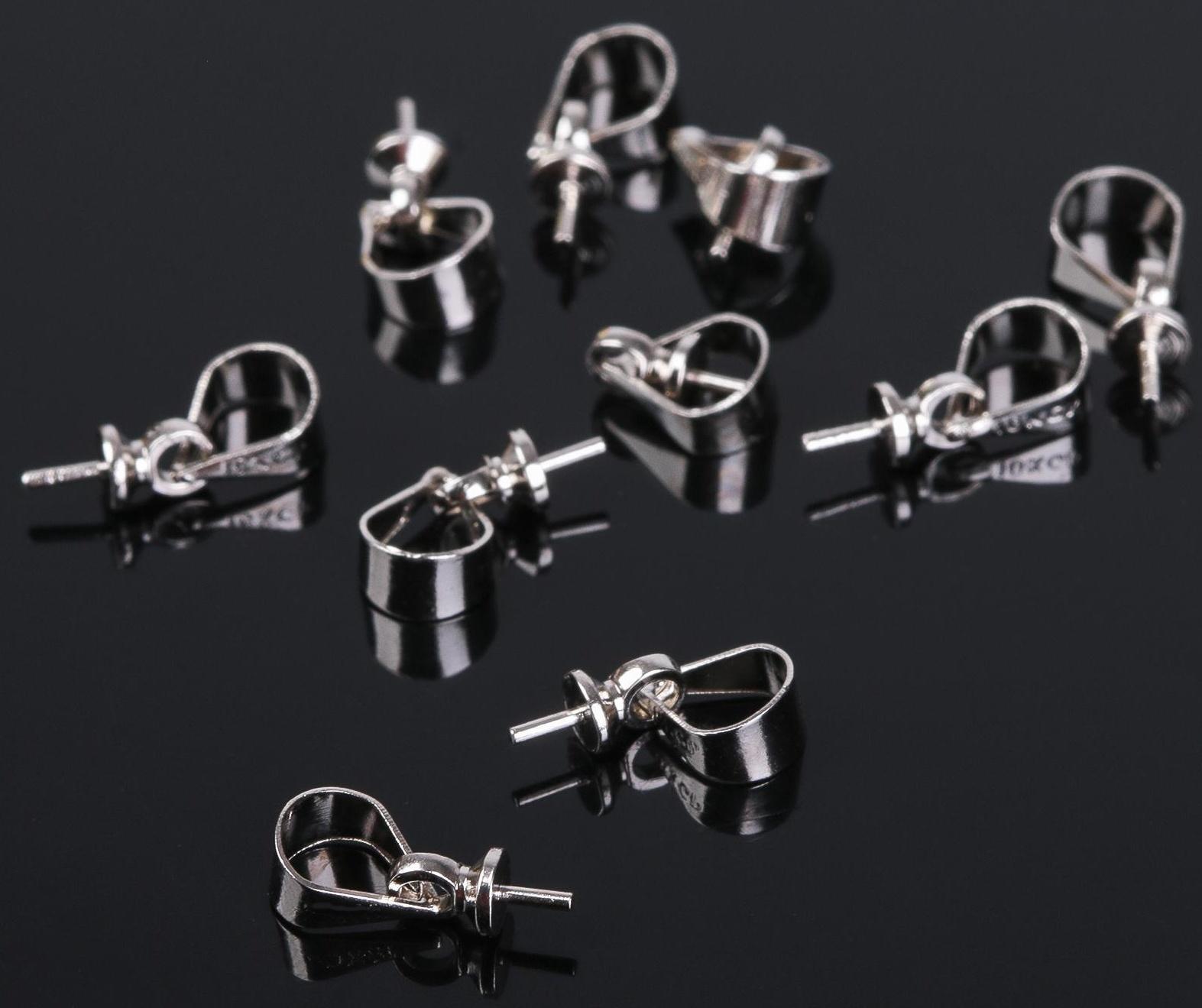 Держатель для кулона клеевой СМ-183 (набор 10шт), 10*5 мм, цвет серебро