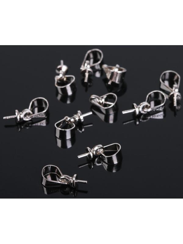 Держатель для кулона клеевой СМ-183 (набор 10шт), 10*5 мм, цвет серебро