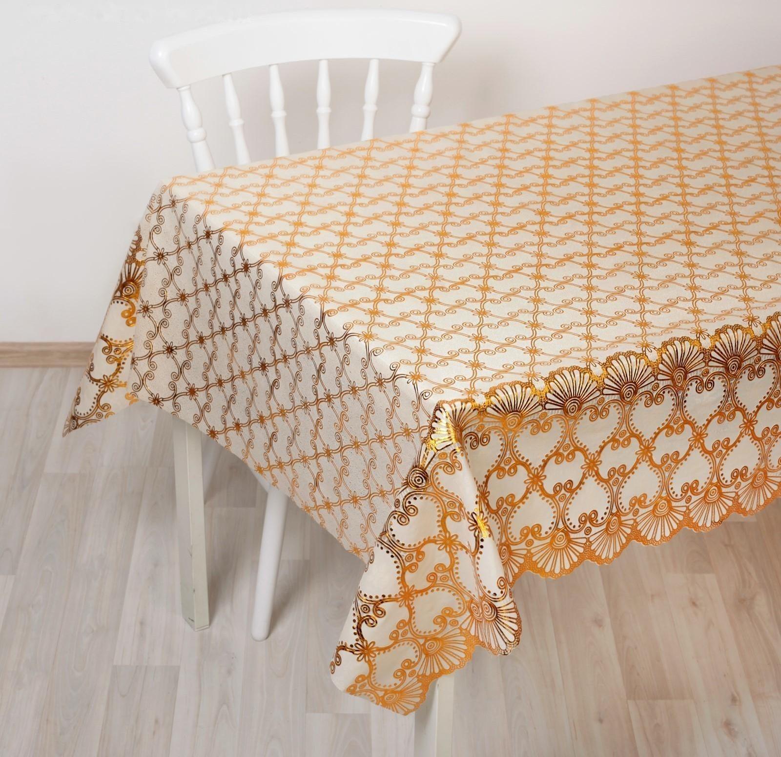 Клеёнка столовая ПВХ , ширина 137 см, рулон 20 метров, цвет золотой