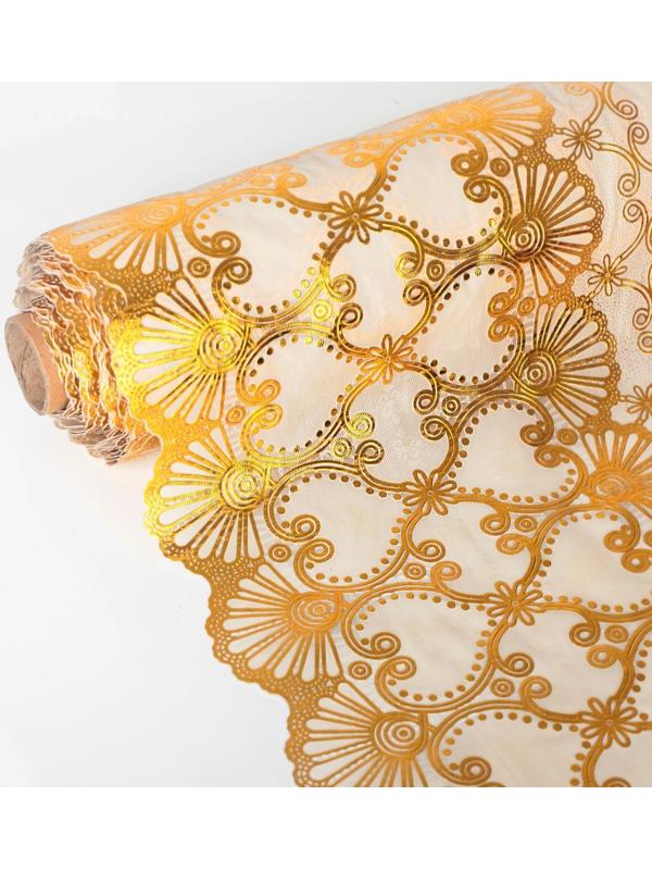 Клеёнка столовая ПВХ , ширина 137 см, рулон 20 метров, цвет золотой