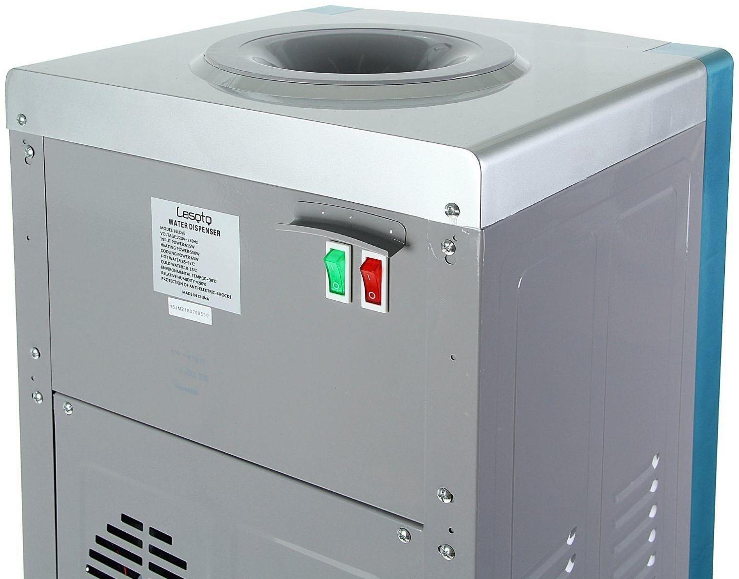 Кулер для воды LESOTO 16 LD/Е, с охлаждением, 500 Вт, серо-голубой