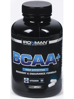 Аминокислоты Ironman ВСАА+, спортивное питание, 150 капсул