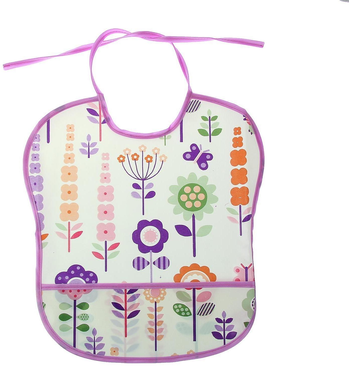 Нагрудник с карманом, из ткани с ПВХ покрытием, «Цветы», цвет МИКС