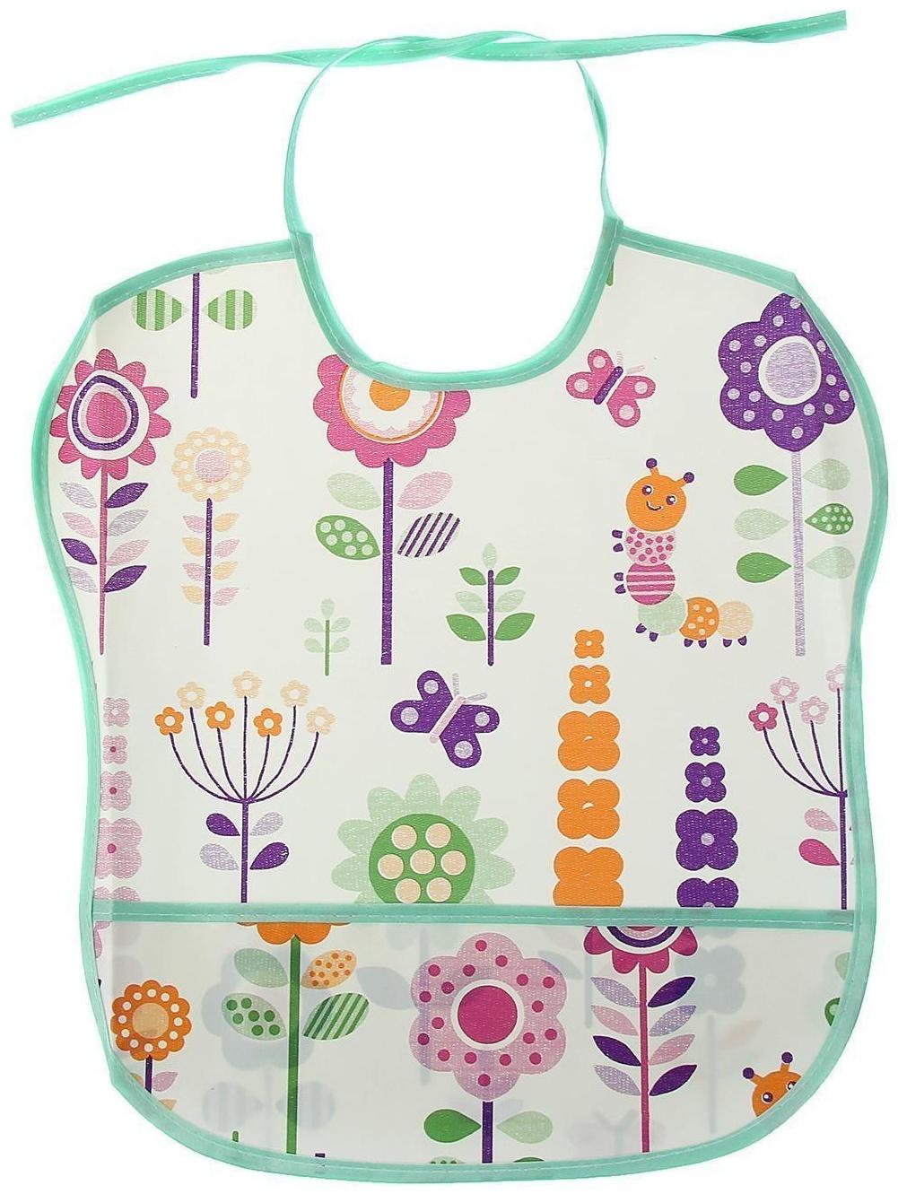 Нагрудник с карманом, из ткани с ПВХ покрытием, «Цветы», цвет МИКС