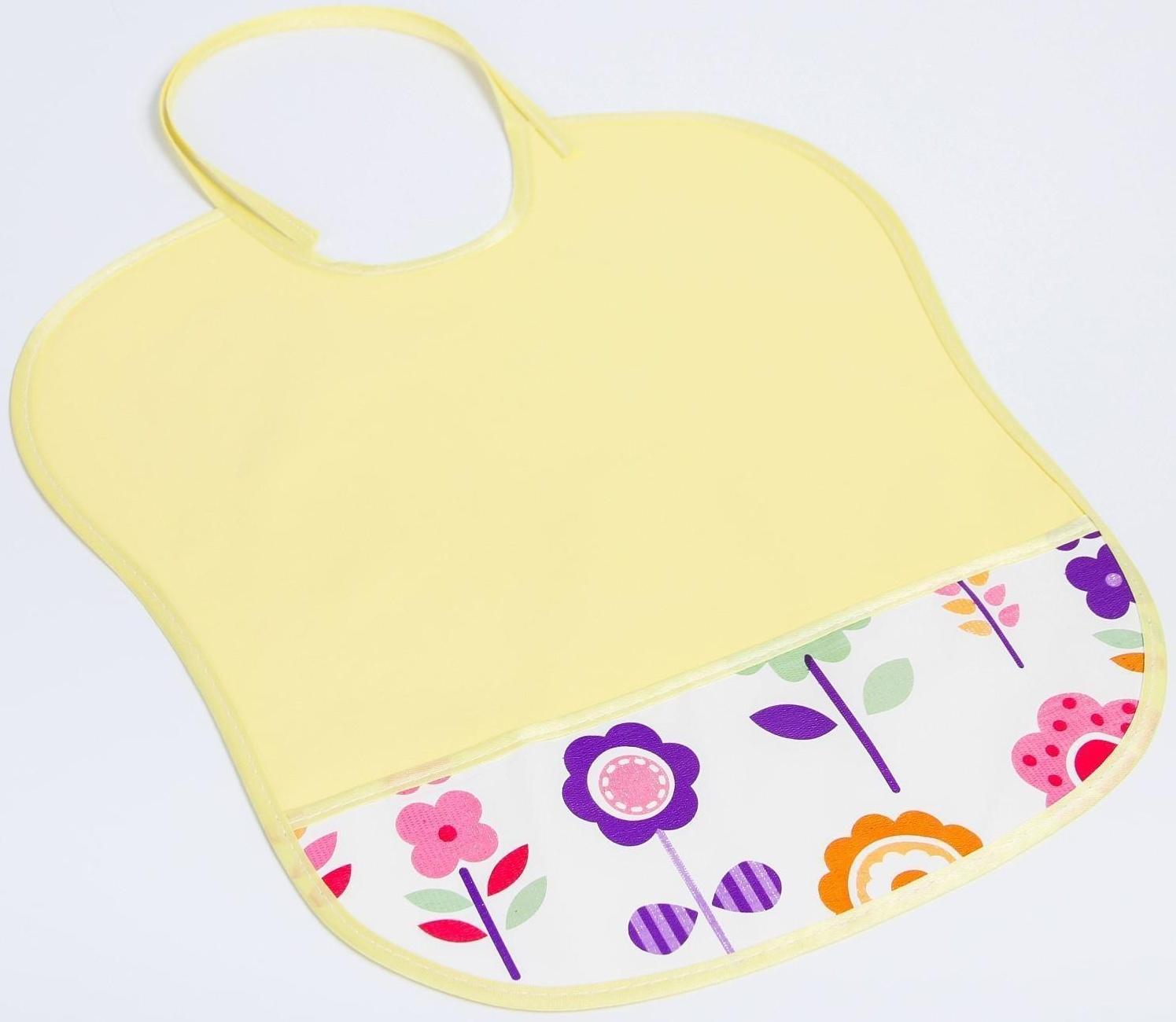 Нагрудник с карманом, из ткани с ПВХ покрытием, «Цветы», цвет МИКС