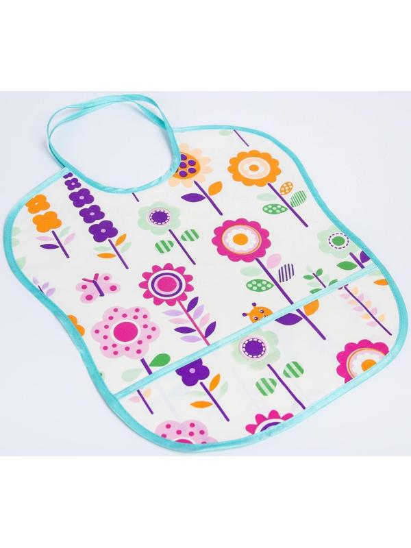 Нагрудник с карманом, из ткани с ПВХ покрытием, «Цветы», цвет МИКС