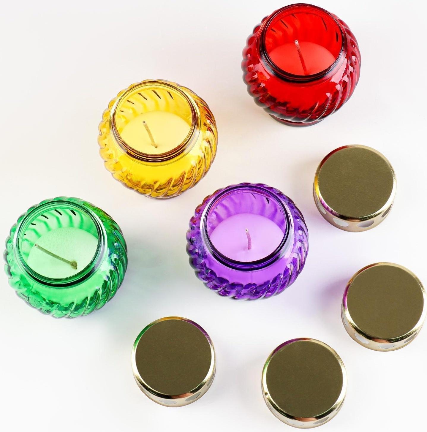 Свеча парафиновая поминальная в стеклянном подсвечнике , микс