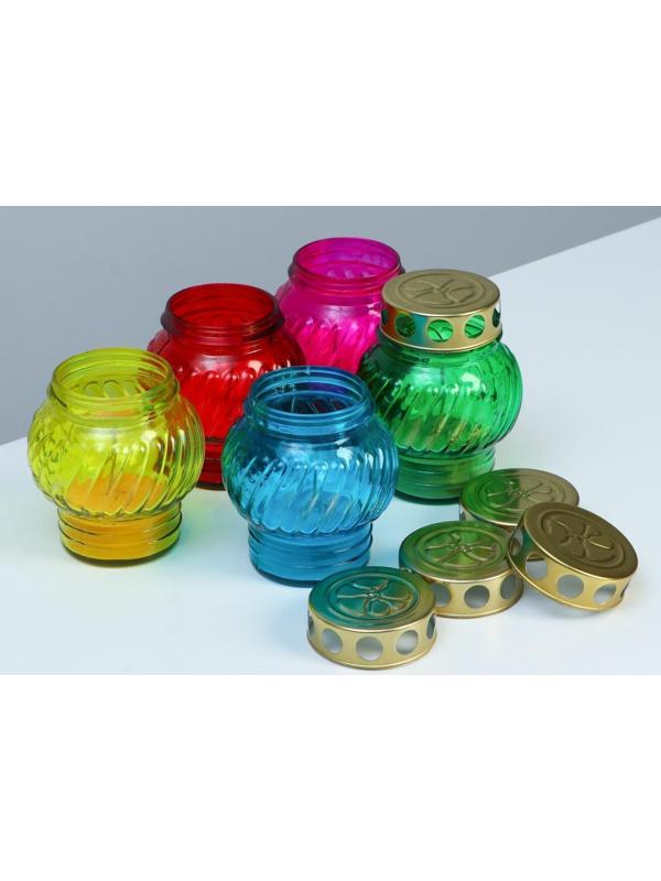 Свеча парафиновая поминальная в стеклянном подсвечнике , микс