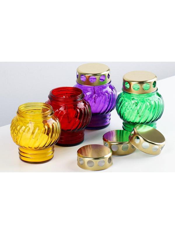 Свеча парафиновая поминальная в стеклянном подсвечнике , микс