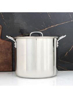 Кастрюля «Общепит», 15 л, d=30 см, h=25 см, металлическая крышка, с теплораспределительным слоем