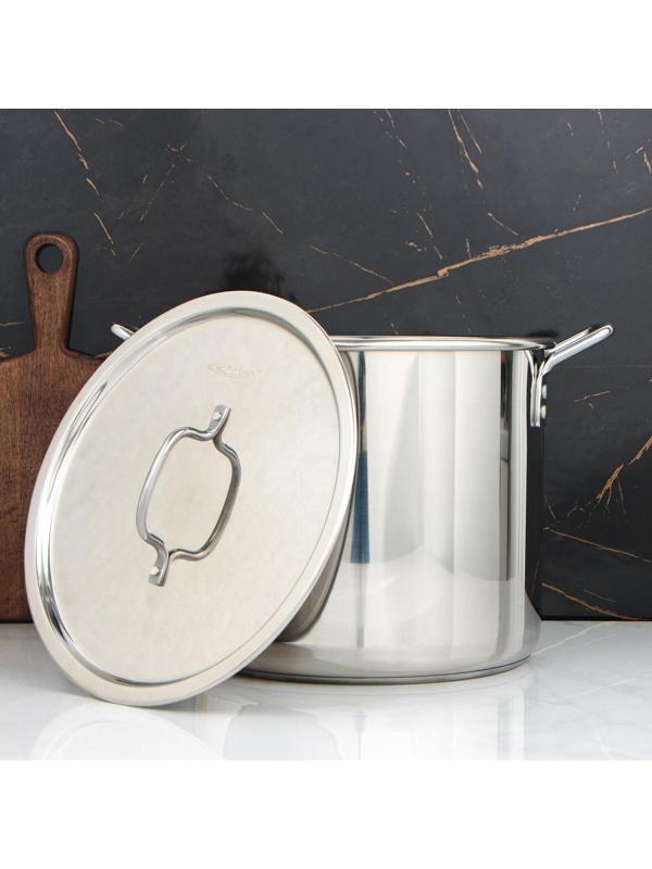 Кастрюля «Общепит», 15 л, d=30 см, h=25 см, металлическая крышка, с теплораспределительным слоем