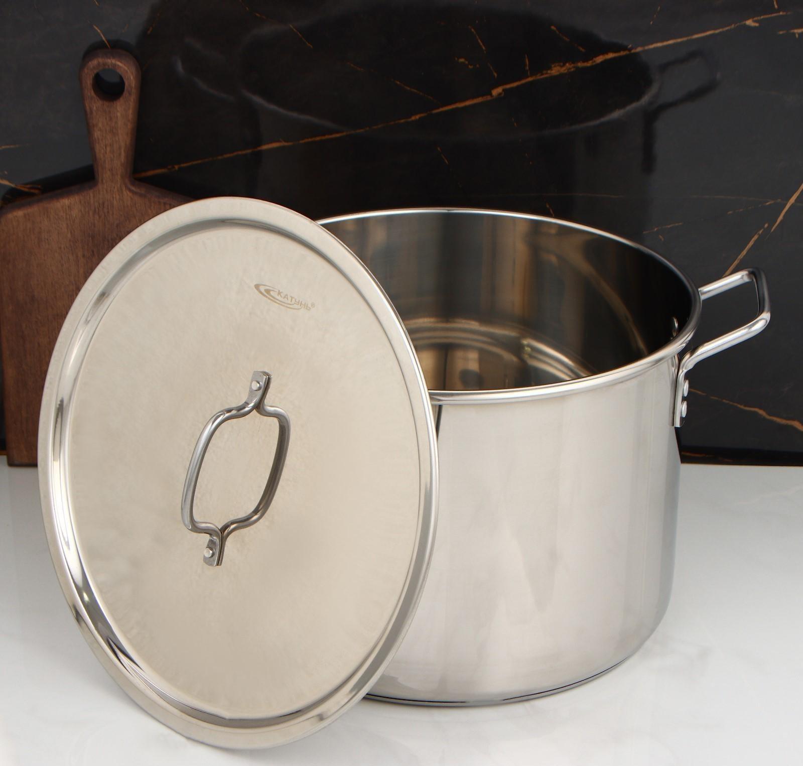 Кастрюля «Общепит», 20 л, d=35 см, h=22 см, металлическая крышка, с теплораспределительным слоем