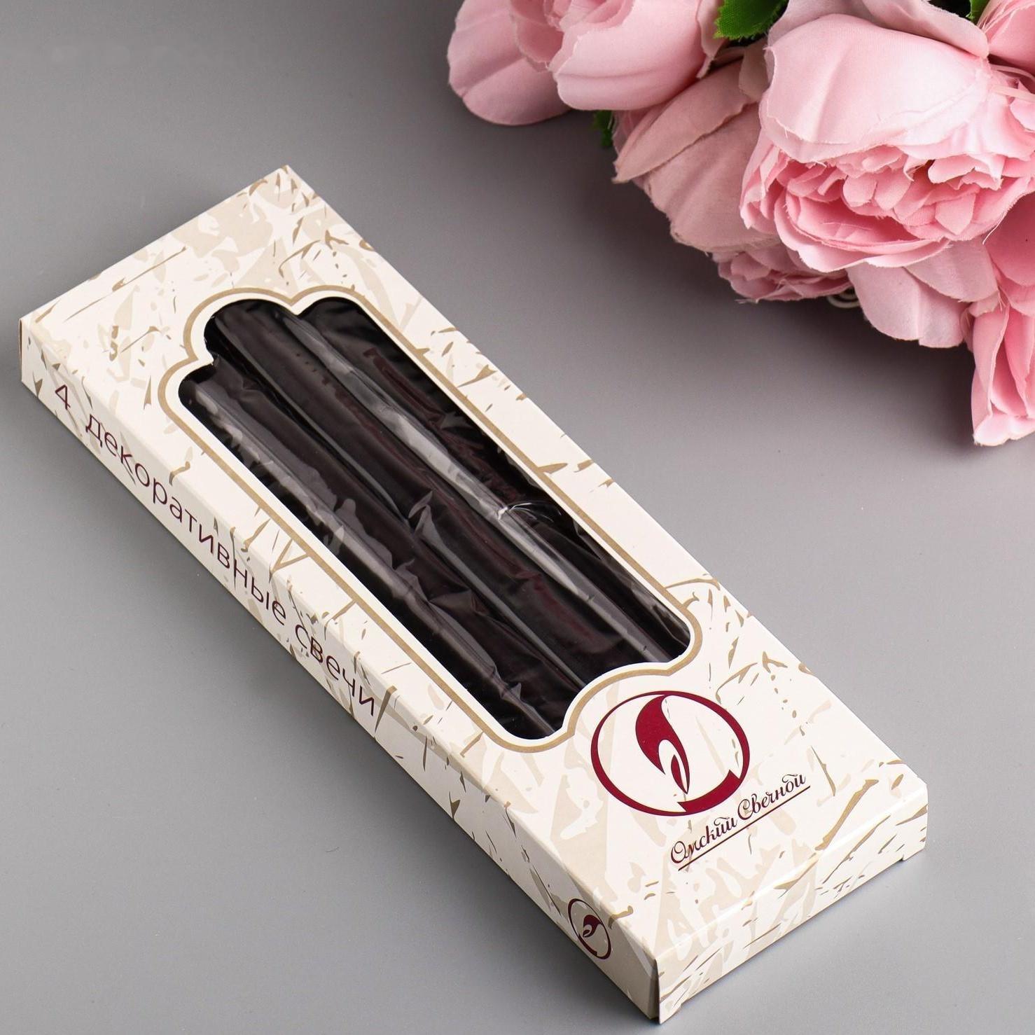 Набор свечей античных, 2,3х 24,5 см, 5 ч, 55 г, 4 штуки, чёрный