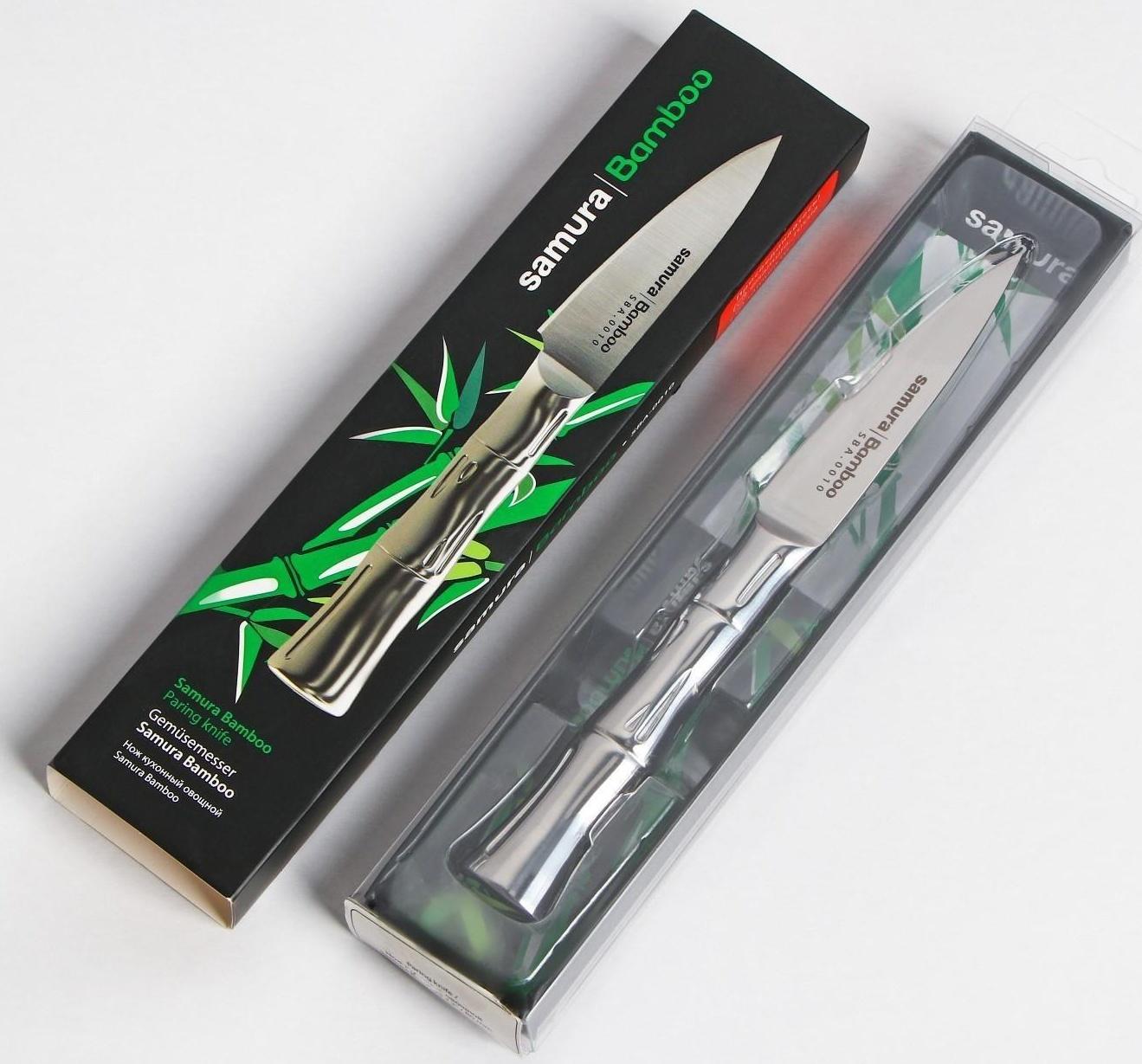 Нож кухонный Samura BAMBOO, для овощей, лезвие 8 см, стальная рукоять