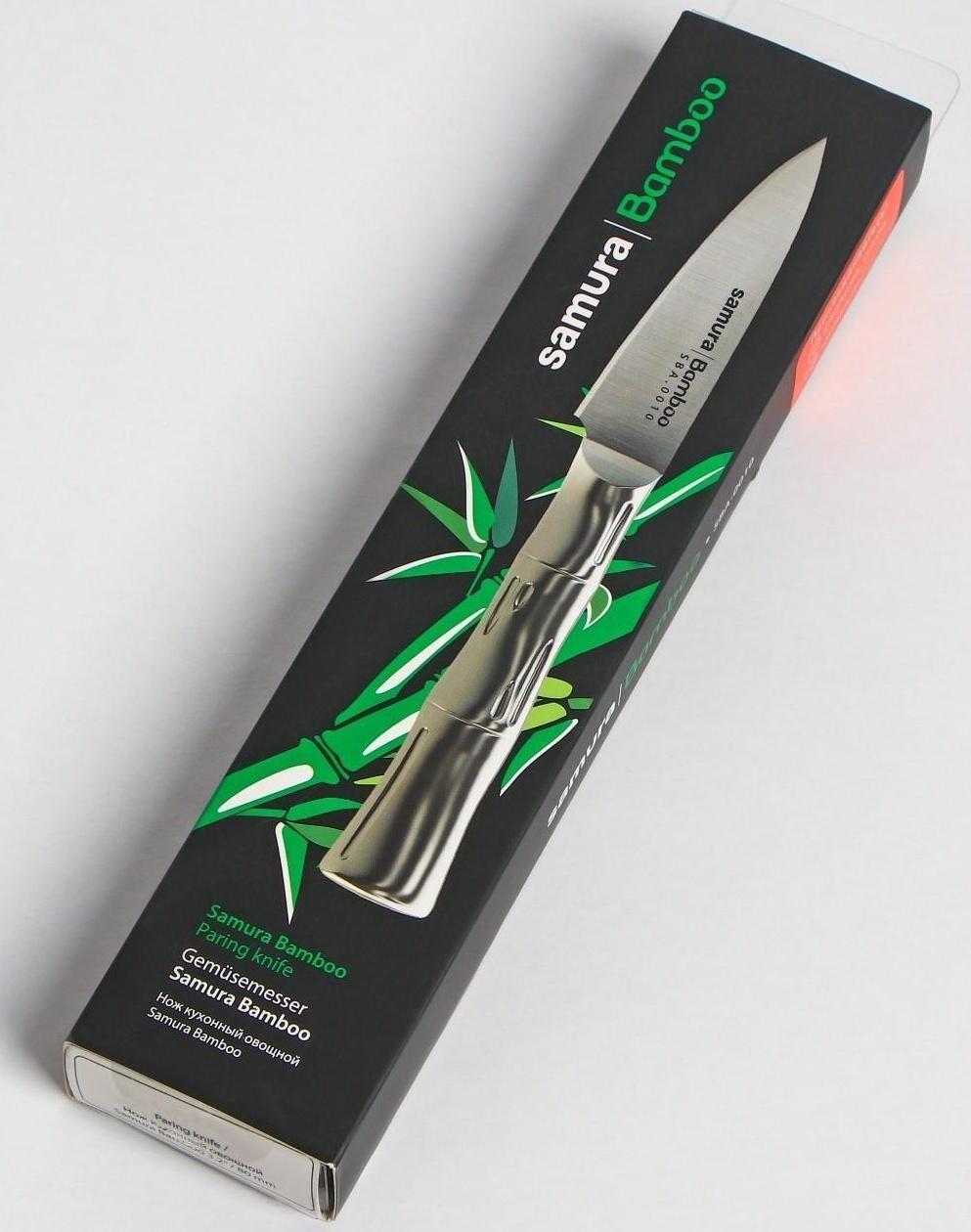 Нож кухонный Samura BAMBOO, для овощей, лезвие 8 см, стальная рукоять