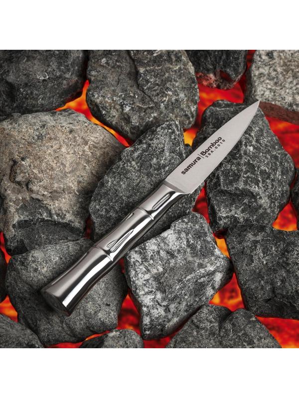 Нож кухонный Samura BAMBOO, для овощей, лезвие 8 см, стальная рукоять