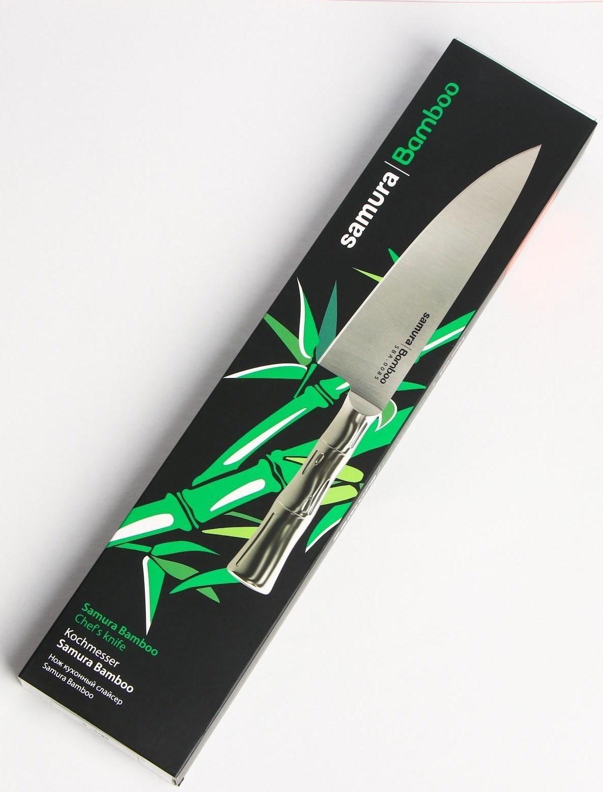 Нож кухонный Samura BAMBOO, шеф, лезвие 20 см, стальная рукоять