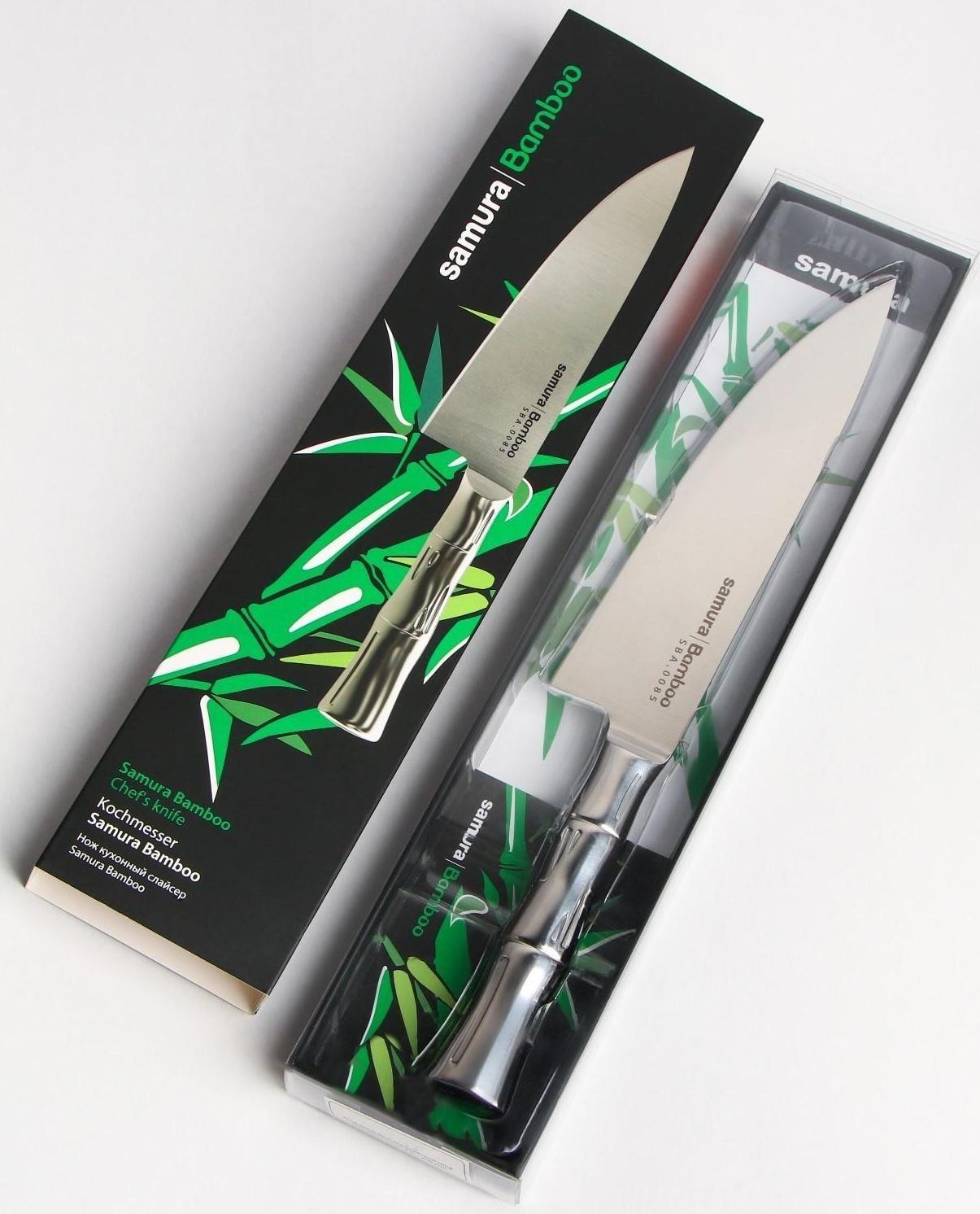 Нож кухонный Samura BAMBOO, шеф, лезвие 20 см, стальная рукоять