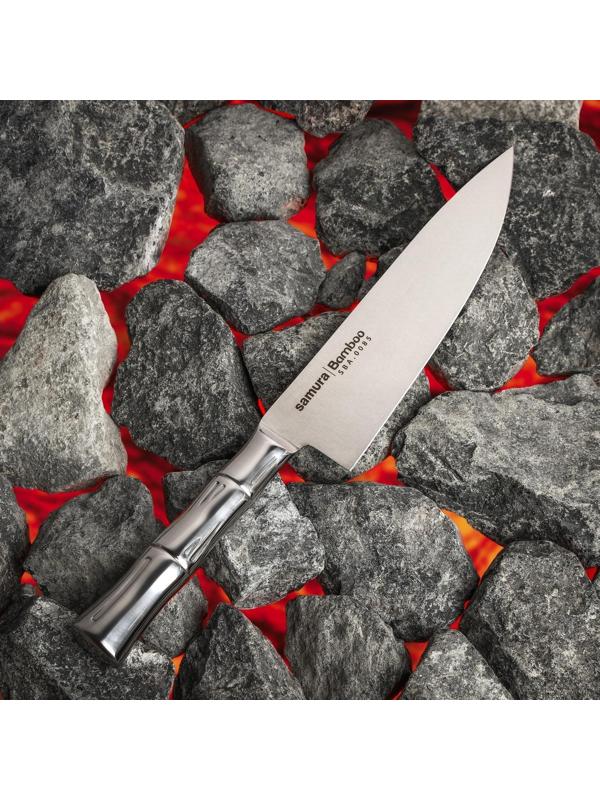 Нож кухонный Samura BAMBOO, шеф, лезвие 20 см, стальная рукоять