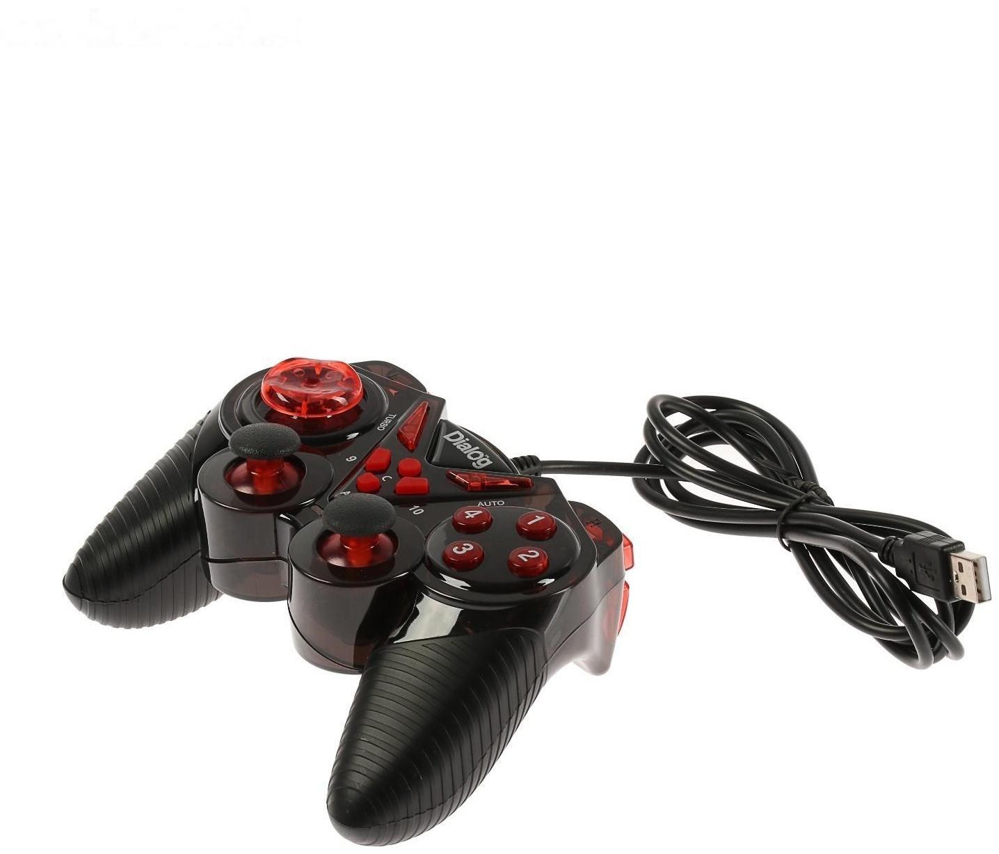 Геймпад Dialog Action GP-A13, проводной, вибрация, для PC, PS2/3, USB, черно-красный