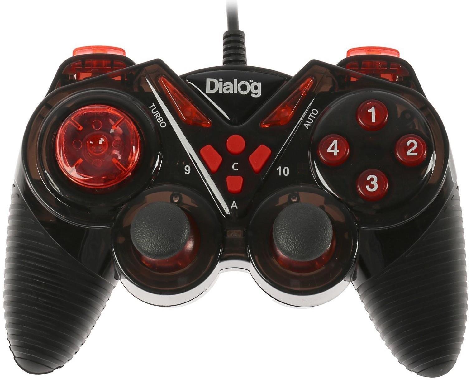Геймпад Dialog Action GP-A13, проводной, вибрация, для PC, PS2/3, USB, черно-красный