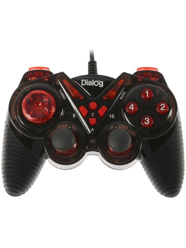 Геймпад Dialog Action GP-A13, проводной, вибрация, для PC, PS2/3, USB, черно-красный