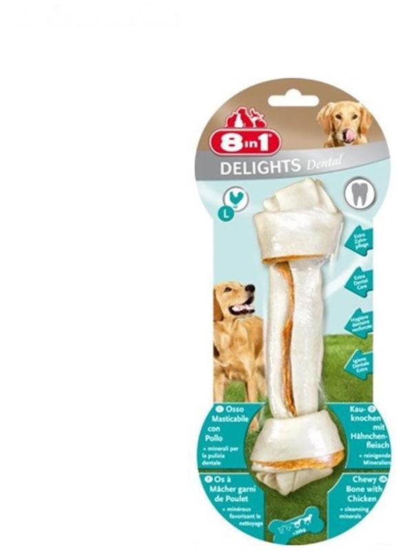 Косточка 8in1 DENTAL DELIGHTS L, для крупных собак, с курицей и минералами