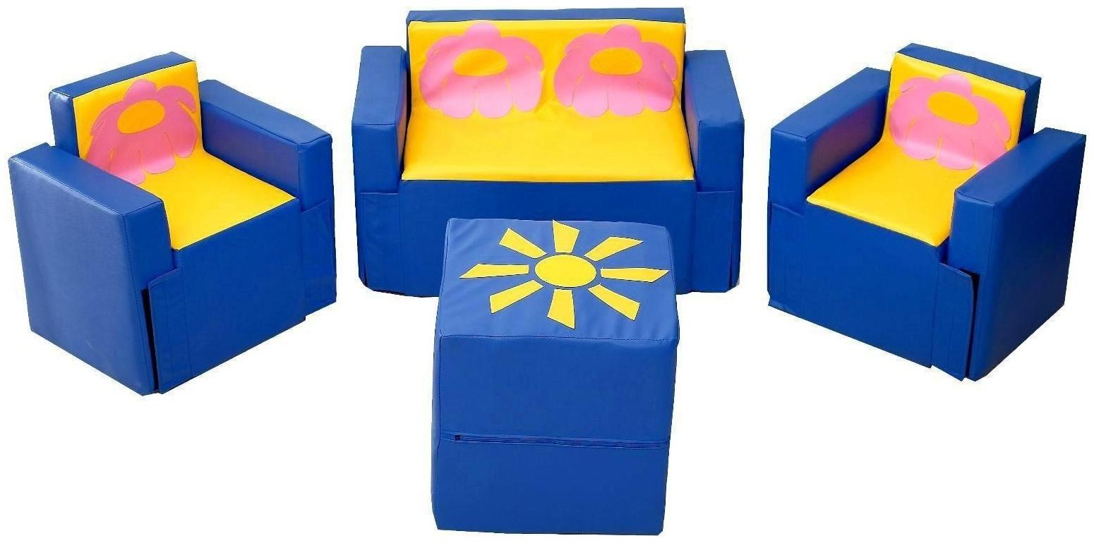 Игровой набор мебели «Солнышко», 2 кресла, пуф, диван, МИКС