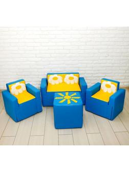 Игровой набор мебели «Солнышко», 2 кресла, пуф, диван, МИКС