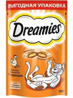 Лакомство Dreamies для кошек, курица, 140 г