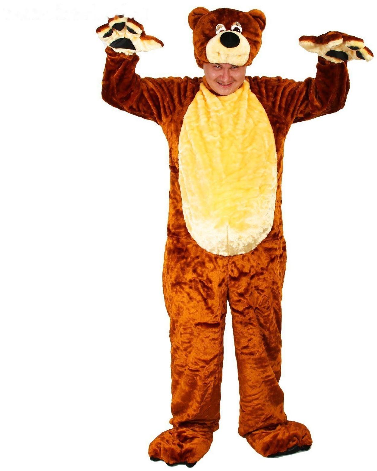 Карнавальный костюм «Бурый медведь», комбинезон, шапка, р. 50-52, рост 180 см, цвета МИКС