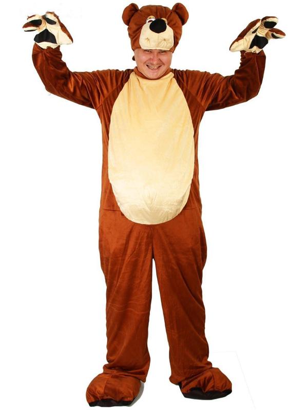 Карнавальный костюм «Бурый медведь», комбинезон, шапка, р. 50-52, рост 180 см, цвета МИКС