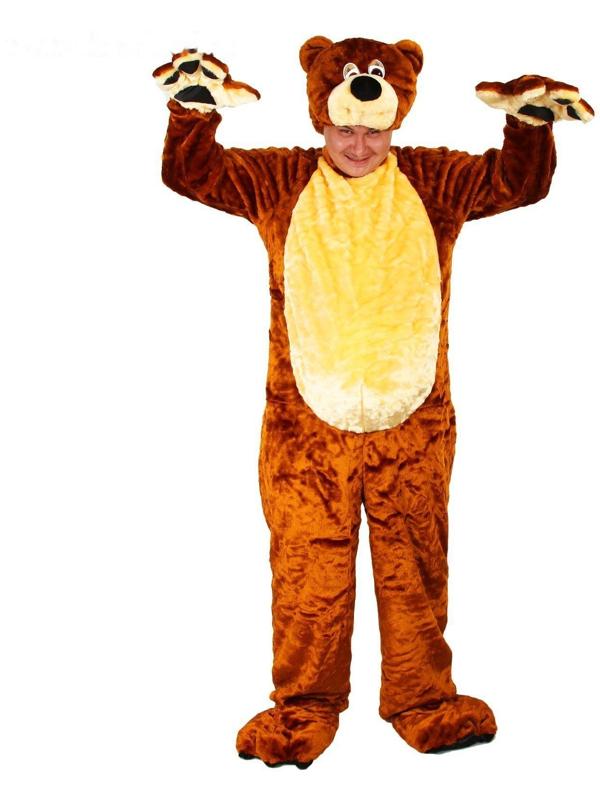 Карнавальный костюм «Бурый медведь», комбинезон, шапка, р. 50-52, рост 180 см, цвета МИКС