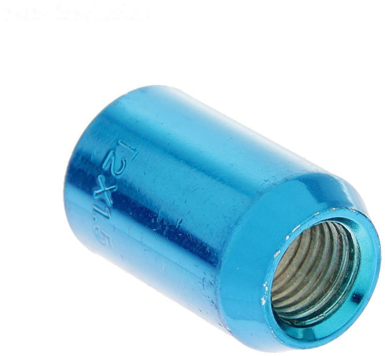 Гайка колёсная JN-302, 12 х 1,5 мм, 32 мм, конус, набор 20 шт + ключ, синие