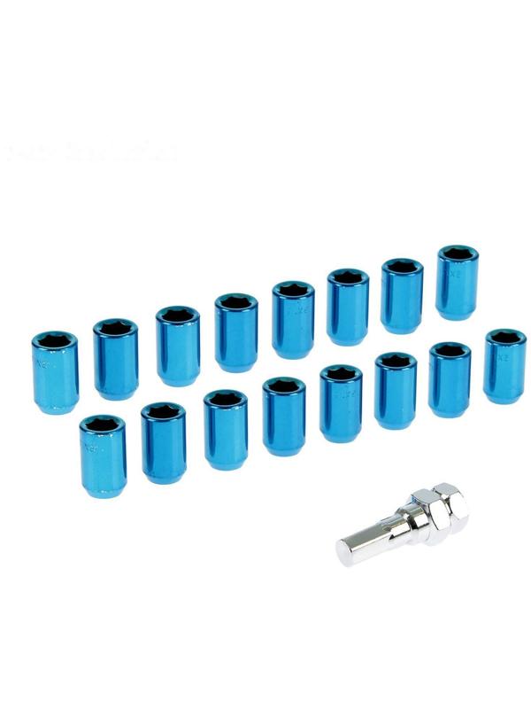Гайка колёсная JN-302, 12 х 1,5 мм, 32 мм, конус, набор 20 шт + ключ, синие