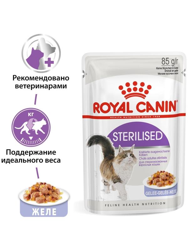 Влажный корм RC Sterilised для стерилизованных кошек, в желе, пауч, 85 г