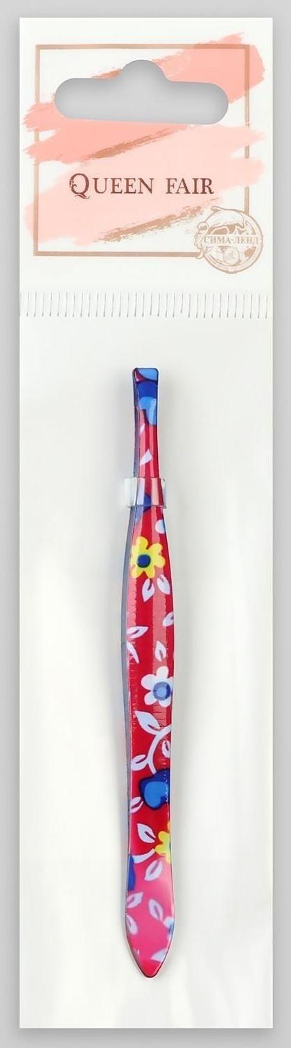 Пинцет прямой, узкий, 8,5 см, рисунок МИКС