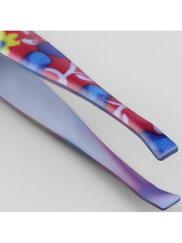 Пинцет прямой, узкий, 8,5 см, рисунок МИКС